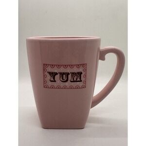 Bath and Body Works "YUM" Pink‎ Coffee Mug Cup 16oz Square Bottom Gift
